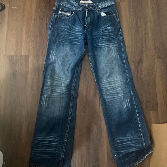 Y2K Diesel Denim Division Fade Wash Distressed Straight Jeans 28x28 - Picture 1 of 7